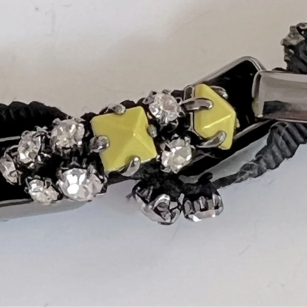 NWOT Juicy Couture Hematite Toggle Bracelet w/ Ribbon, Crystals, & Neon Studs